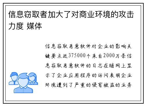 信息窃取者加大了对商业环境的攻击力度 媒体