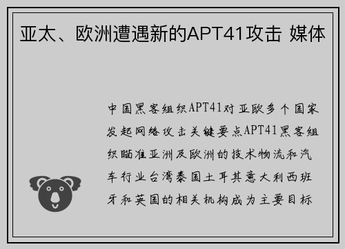 亚太、欧洲遭遇新的APT41攻击 媒体